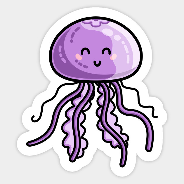 Kawaii Cute Jellyfish - Jellyfish - Sticker | TeePublic